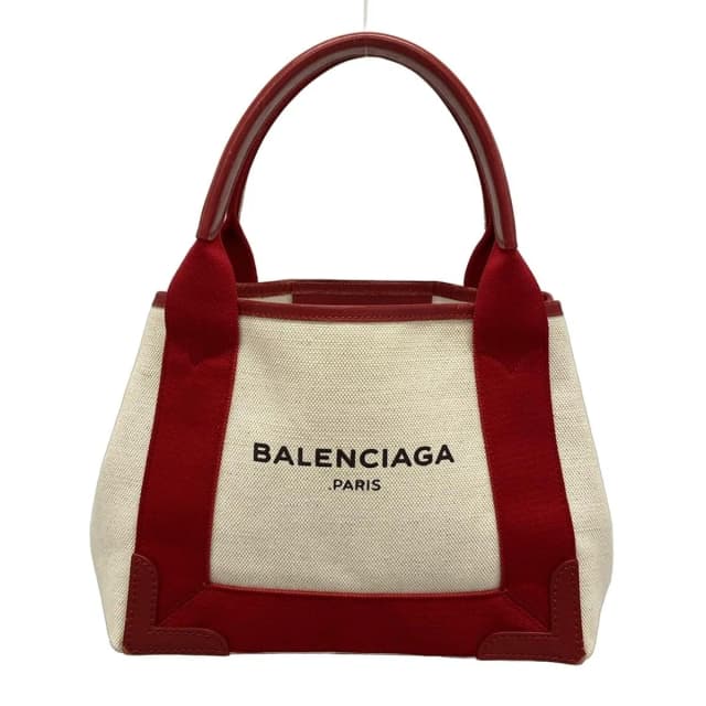Balenciaga Tote Bag Navy Cabas XS Ivory Red Leather in White Leather from The Reluxe, photo 1 of 1