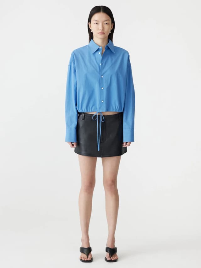 Bassike Crushed Cotton Gathered Shirt, image 1 of 1 from bassike