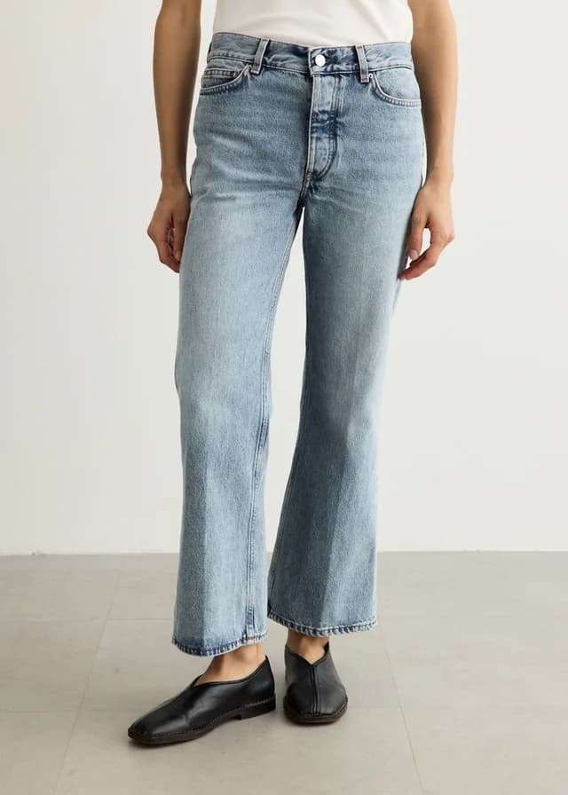 Toteme Kick Flare Denim Jeans in TRUE VINTAGE, image 1 of 1 from Incu