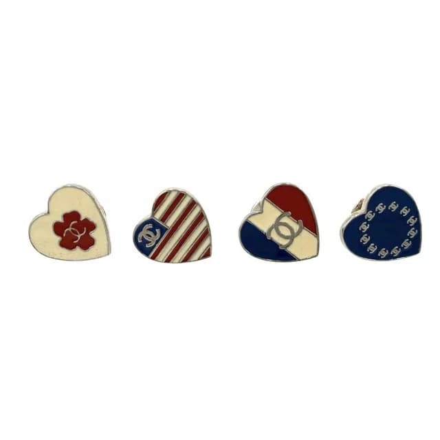 Chanel 03A Brooch CC Logo National Flag Vintage Heart White Blue 3.7 in White from The Reluxe, photo 1 of 1