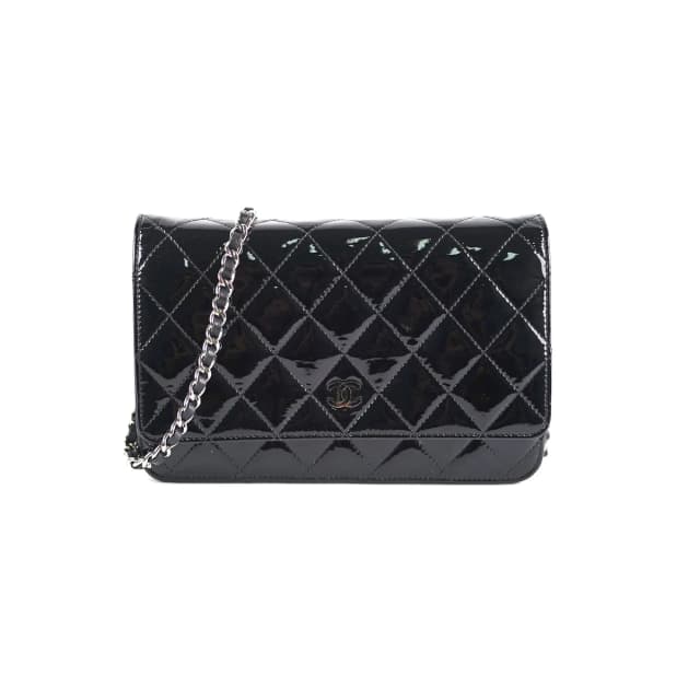 Chanel Patent Leather Wallet on Chain Black in Black Patent leather from The Purse Affair, photo 1 of 1