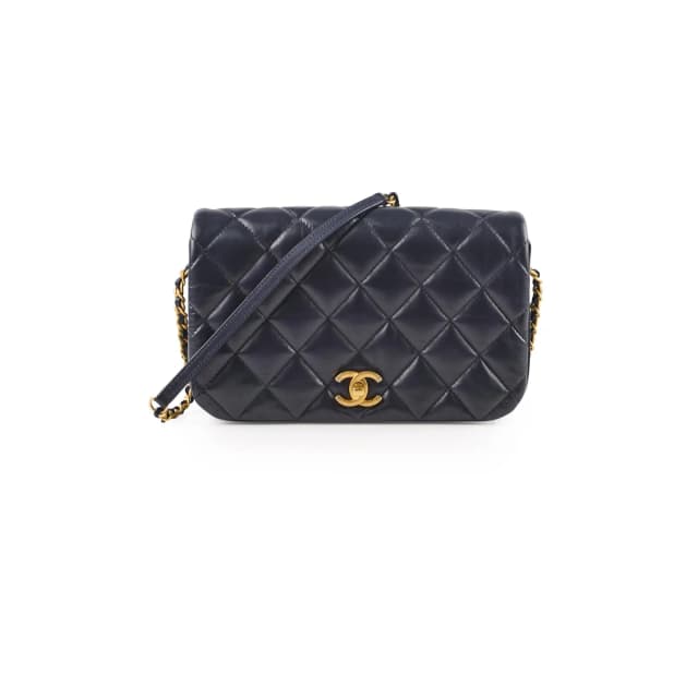 Chanel Nailed CC Full Flap Navy Flap Bag in Navy Lambskin from The Purse Affair, photo 1 of 1