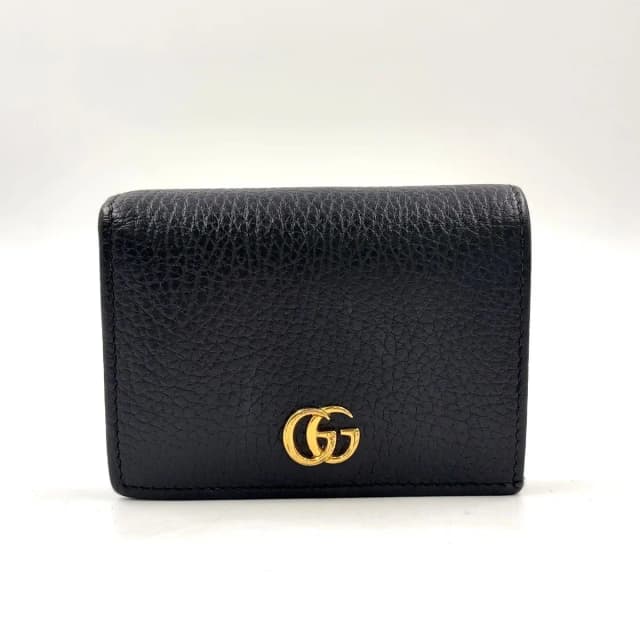 Gucci Petit Marmont GG Bifold Wallet Compact Leather Black Gold in Black Leather from The Reluxe, photo 1 of 1
