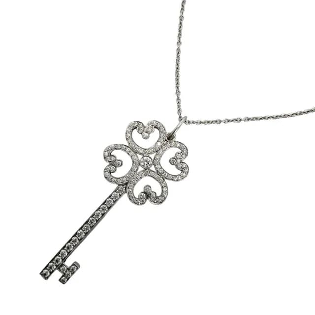 Tiffany & Co. Necklace Quattra Heart Key Clover Platinum Diamond from The Reluxe, photo 1 of 1