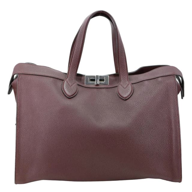 Fendi Peekaboo ISEEU Forty8 Leather Satchel Bag Burgundy in Burgundy Leather from Dallas Designer Handbags, photo 1 of 1