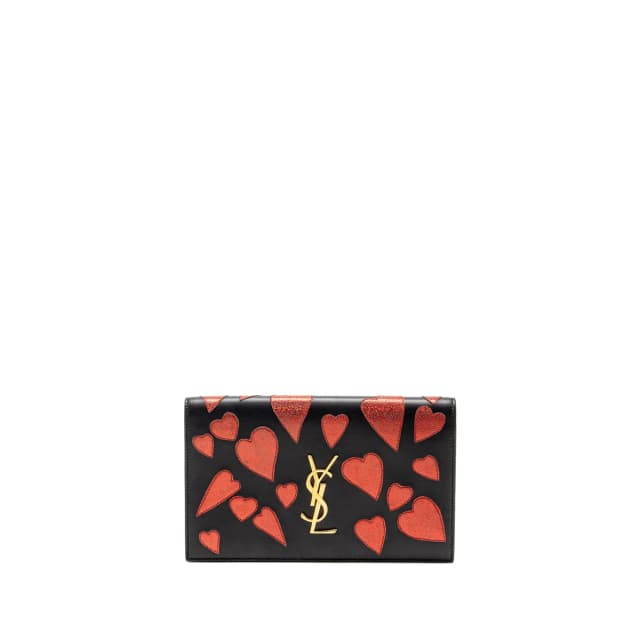 Saint Laurent Small Hearts Kate Clutch Calfskin Black/Metallic Red GHW in Black Calfskin from EMIER, photo 1 of 1