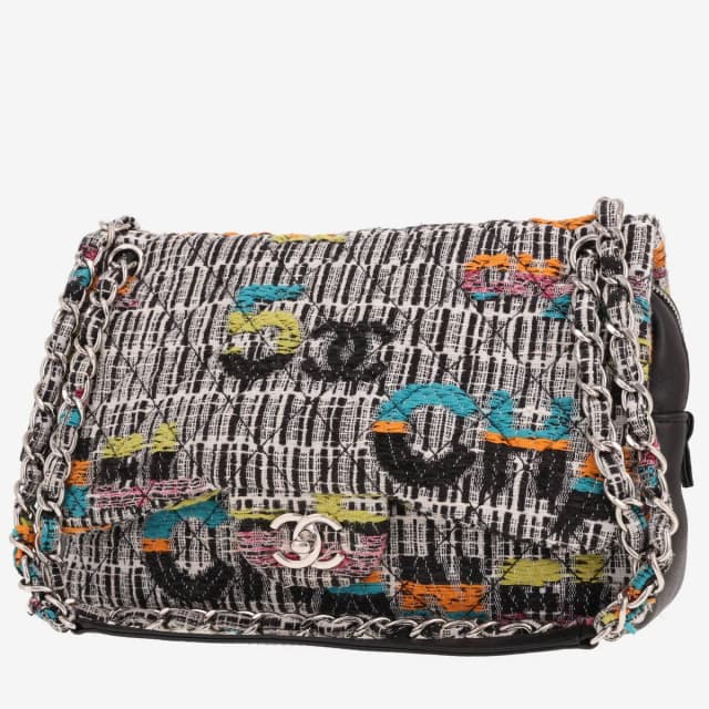 Chanel Fantasy Easy Flap handbag in grey tweed and black leather in Black Tweed from Collector Square, photo 1 of 1