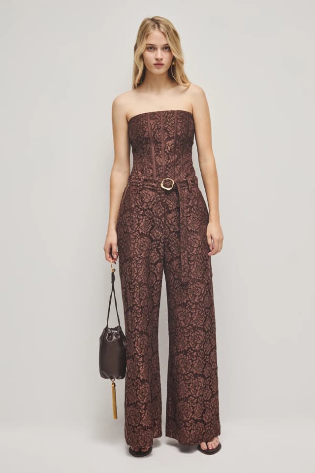 AJE Mystic Lace Pant in CHOCOLATE, image 1 of 1 from Aje