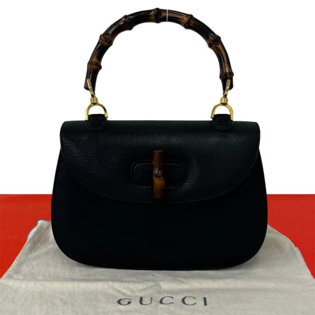 Gucci Vintage Bamboo Leather Turnlock Handbag Mini Tote Black in Black Leather from The Reluxe, photo 1 of 1