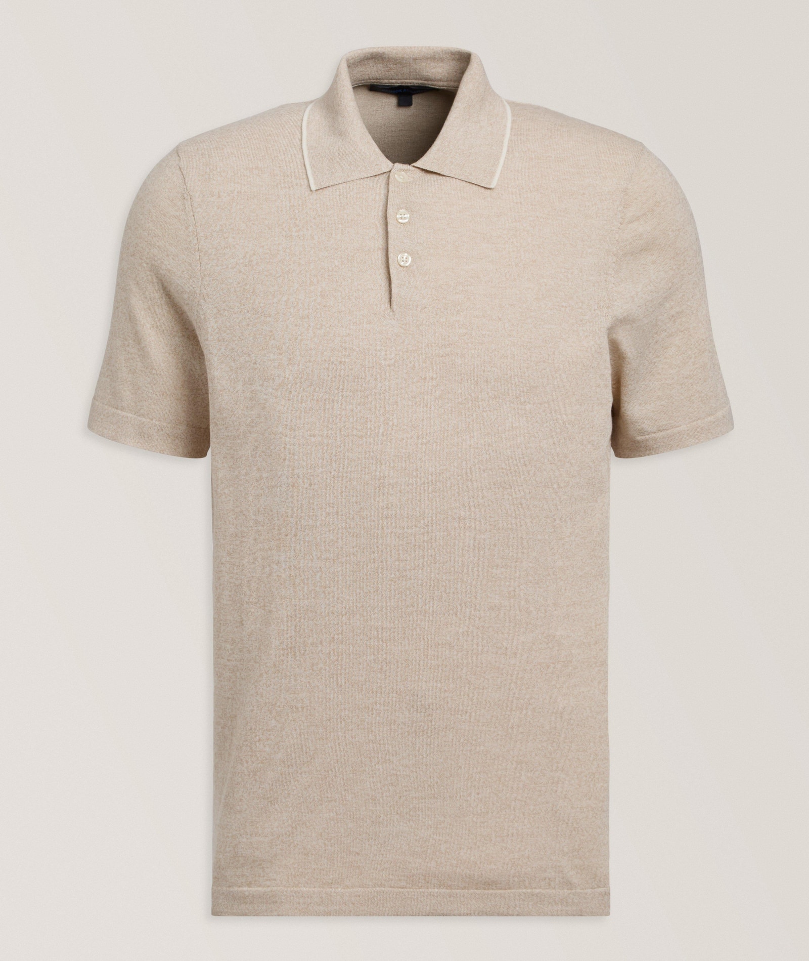 Patrick Assaraf Cotton-Blend Tipped Polo in Brown Cotton & Cotton Blends, image 1 of 1 from Harry Rosen