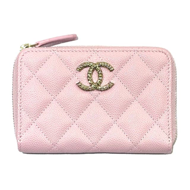 Chanel Quilted Coin Purse Pink Caviar Leather Hustamp in Pink Caviar leather from The Reluxe, photo 1 of 1