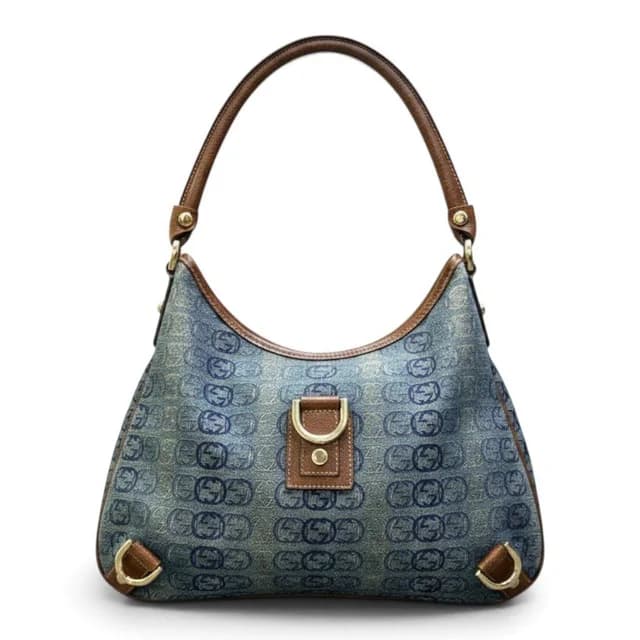 Gucci Abbey Denim Shoulder Bag Indigo Brown in Brown Denim from The Reluxe, photo 1 of 1