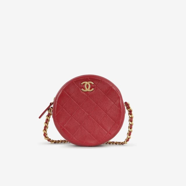 Chanel Round 19 Clutch on Chain - Burgundy Calfskin | Aged Gold Hardware in Red Calfskin from Bagista, photo 1 of 1