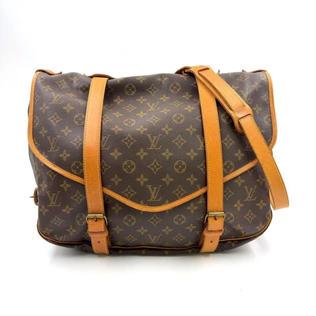 Louis Vuitton Saumur 43 Monogram Leather Brown Light Shoulder Bag Gold in Brown Leather from The Reluxe, photo 1 of 1