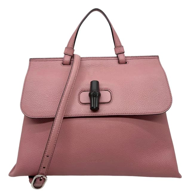 Gucci Bamboo Daily Medium Leather Shoulder Bag Pink 392013 in Pink Leather from Dallas Designer Handbags, photo 1 of 1