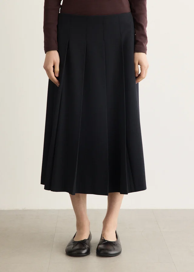 Incu Collection Acadamie Pleated Midi skirt in NAVY, image 1 of 1 from Incu