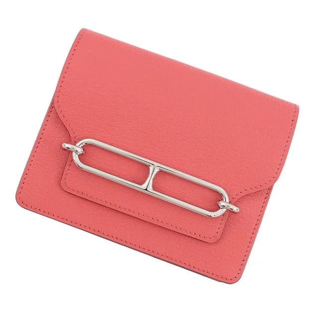 Hermès Wallet Roulis Slim Rose Texas Silver Chevre Mysore in Pink Goatskin from The Reluxe, photo 1 of 1