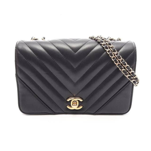 Chanel Shoulder Bag Stitch Chezblanc Fullflap Black Lambskin Chain in Black Lambskin from The Reluxe, photo 1 of 1