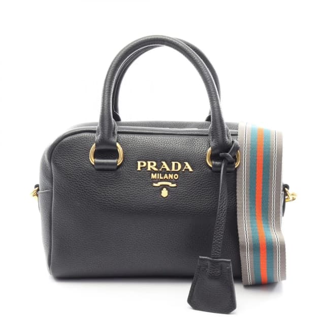 Prada Handbag Vitello Phenix 2-Way Black Leather in Black Leather from The Reluxe, photo 1 of 1