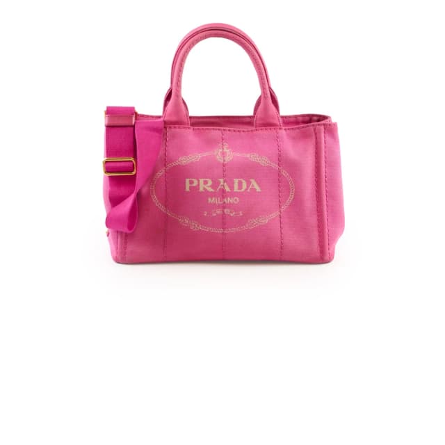 Small Prada Canapa Canvas Tote Pink in Pink Canvas from The Purse Affair, photo 1 of 1