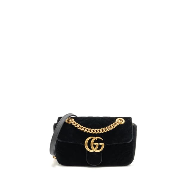Gucci Small GG Marmont Shoulder Bag Velvet Black GHW in Black Velvet from EMIER, photo 1 of 1