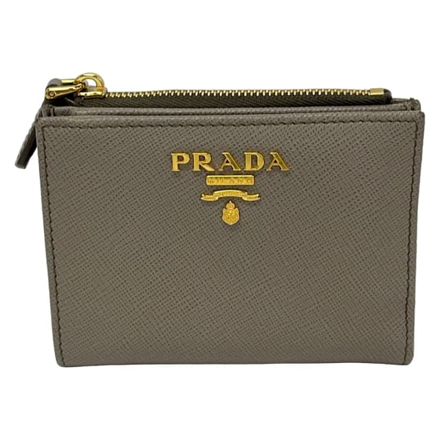 Prada Bifold Wallet Gray Light Pink White Leather in White Leather from The Reluxe, photo 1 of 1