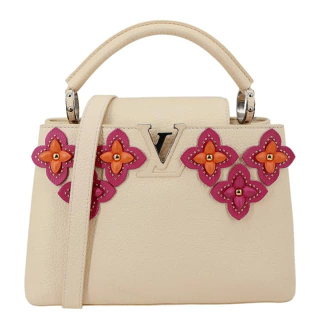 Louis Vuitton Capucines BB Mechanical Flowers Taurillon Leather Crossbody Bag Cream in White Leather from Dallas Designer Handbags, photo 1 of 1