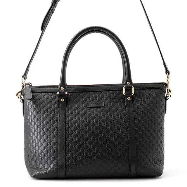 Gucci Tote Micro Guccissima Leather 2-Way Shoulder Bag Black in Black Leather from The Reluxe, photo 1 of 1
