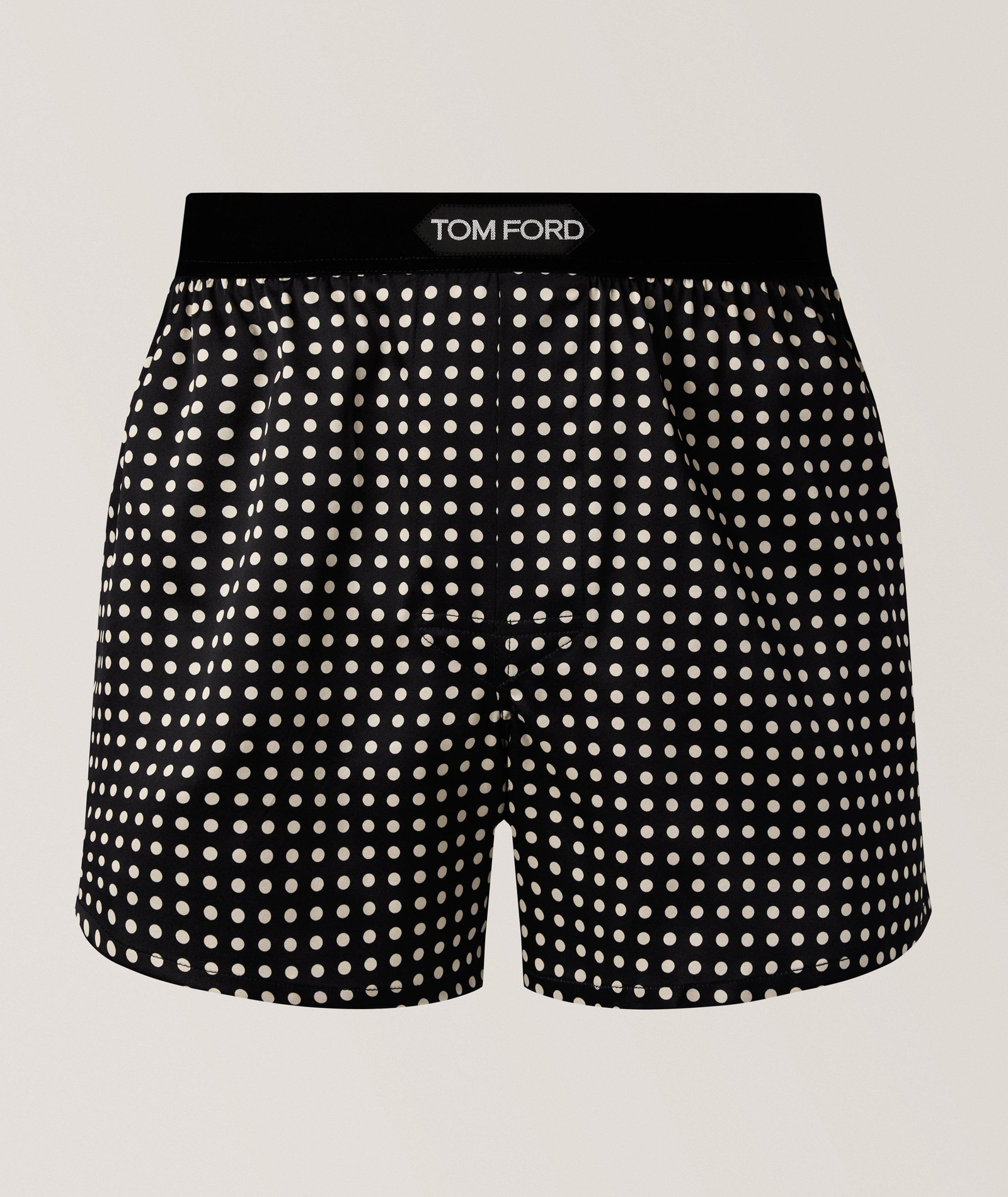 TOM FORD Dot-Print Stretch-Silk Boxer Short in Black Silk & Silk Blends, image 1 of 1 from Harry Rosen