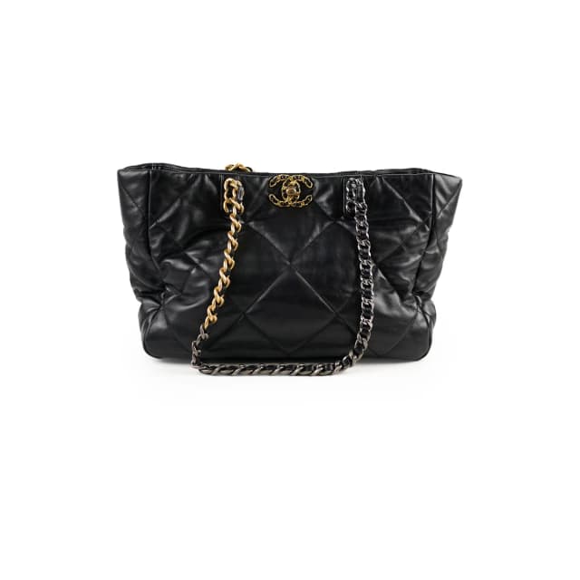 Chanel 19 Black Shoulder Tote Bag- Microchipped 2022 in Black Leather from The Purse Affair, photo 1 of 1
