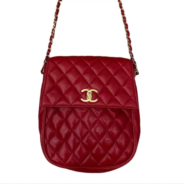 Chanel Red Lambskin Matelasse Crossbody Bag in Red Lambskin from SparklesnDreams, photo 1 of 1