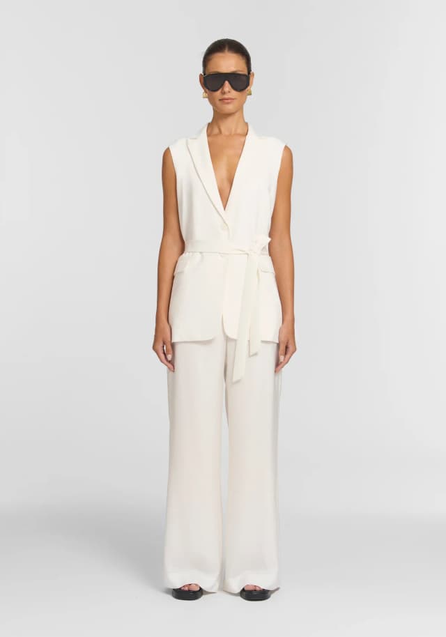 VIKTORIA & WOODS Repertoire Sleeveless Blazer in IVORY, image 1 of 1 from Viktoria & Woods