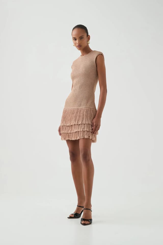 AJE Breeze Knit Mini Dress in ROSE GOLD, image 1 of 1 from Aje