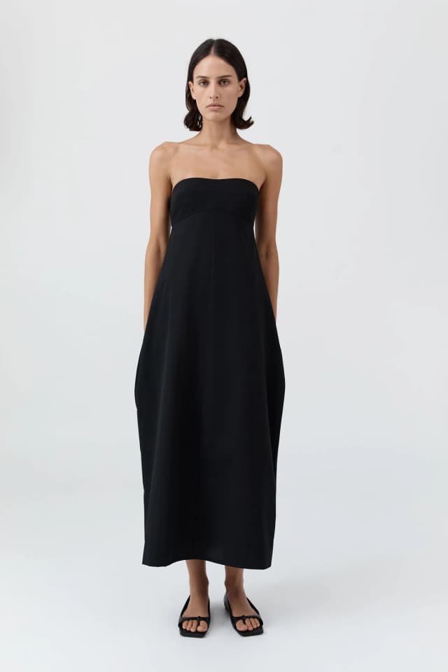 St Agni Wool Strapless Cocoon Dress - Black, image 1 of 1 from St. Agni