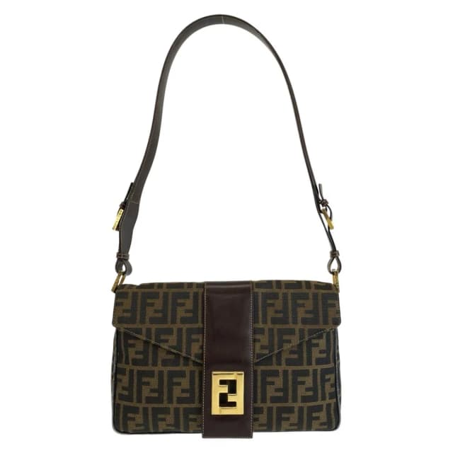 Fendi Vintage Zucca Brown Gold Canvas Leather Shoulder Bag in Brown Canvas from The Reluxe, photo 1 of 1
