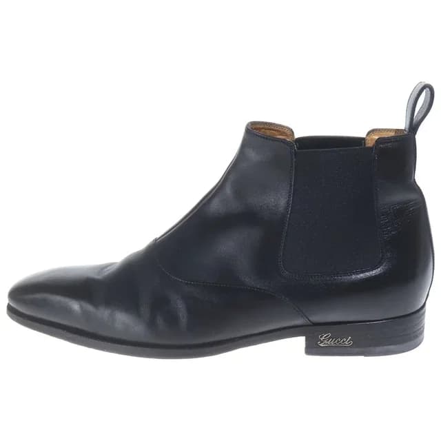 Gucci Logo Leather Side Gore Boots Black in Black Leather from The Reluxe, photo 1 of 1