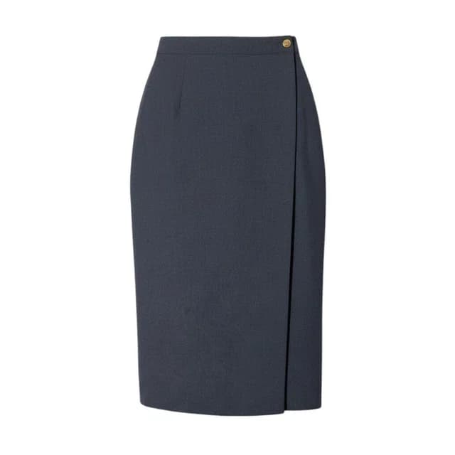 Gucci Vintage Wrap Skirt GG Gold Button Dark Gray Wool 42 in Grey Wool from The Reluxe, photo 1 of 1