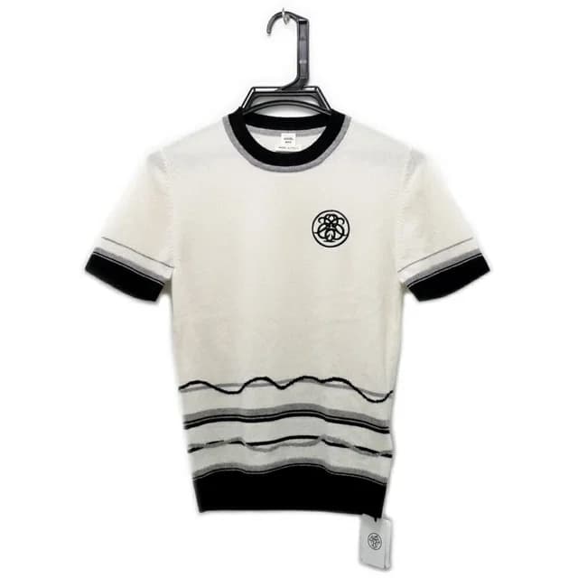 Hermès Short Sleeve Knit Ex-Libris Motif 34 Blanc Nakle White Sweater in White Cashmere from The Reluxe, photo 1 of 1