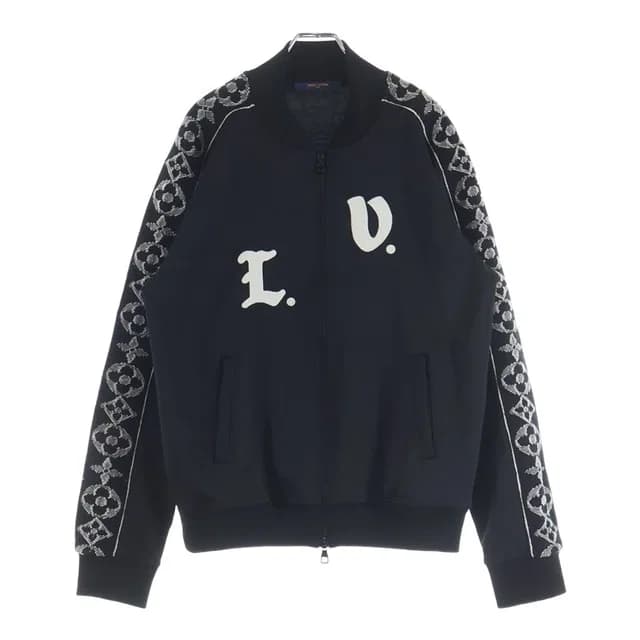 LV Flower Band Zip Up Truck Jacket Black in Black Nylon from The Reluxe, photo 1 of 1