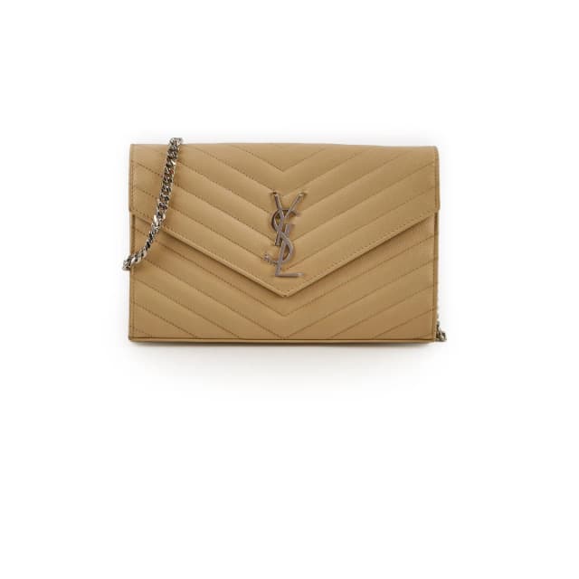 Saint Laurent Cassandre Chain Wallet on Chain WOC Beige in Beige Leather from The Purse Affair, photo 1 of 1
