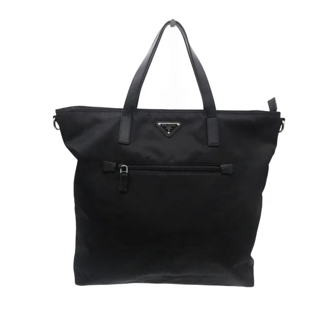 Prada Tote Bag Triangle Logo Nylon 2-Way Purse Black in Black Nylon from The Reluxe, photo 1 of 1