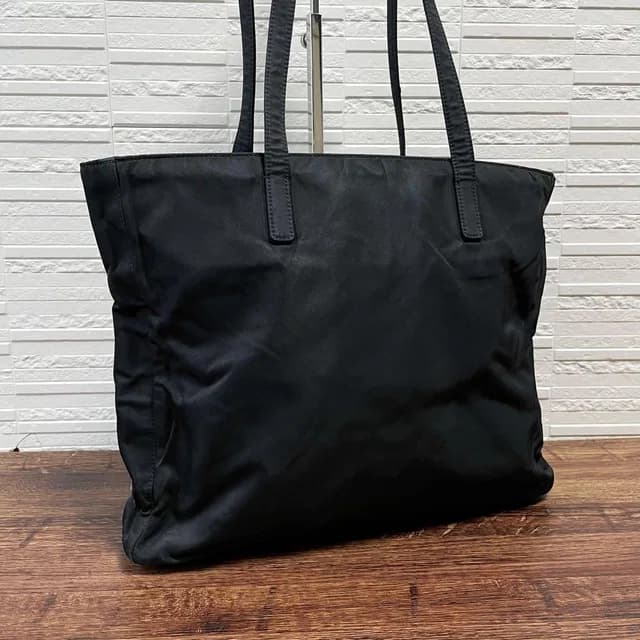 Prada Triangle Plate Logo Shoulder Tote Black in Black Nylon from The Reluxe, photo 1 of 1