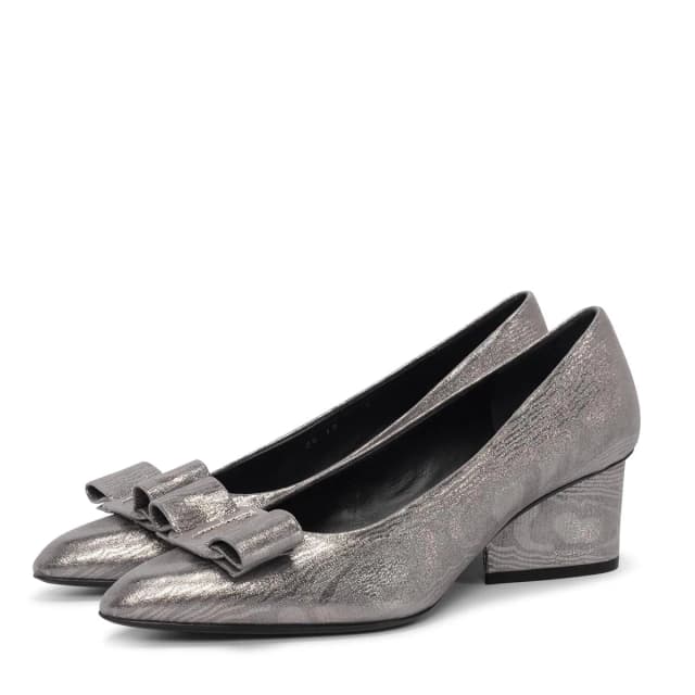 Ferragamo Viva Bow Pumps 10 in Silver Suede from Blue Spinach, photo 1 of 1