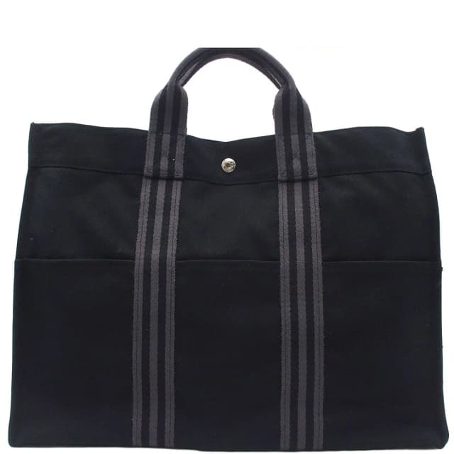 Hermès Fourre Tout MM Black Gray Silver Cotton Tote Bag in Black from The Reluxe, photo 1 of 1