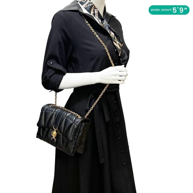 Versace Kleio Quilted Nappa Leather Shoulder Bag Black in Black Nappa leather from Dallas Designer Handbags, photo 1 of 1