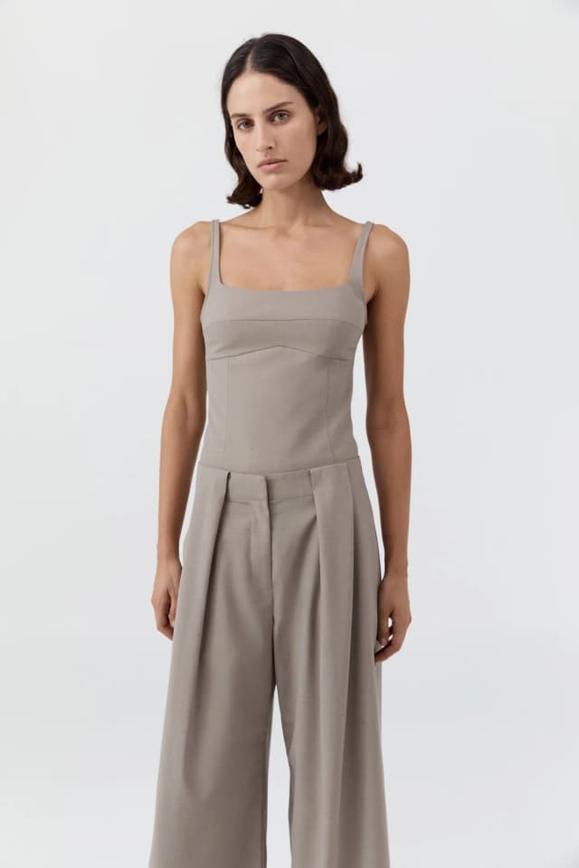 St Agni Tailored Bustier Top - Mousse, image 1 of 1 from St. Agni