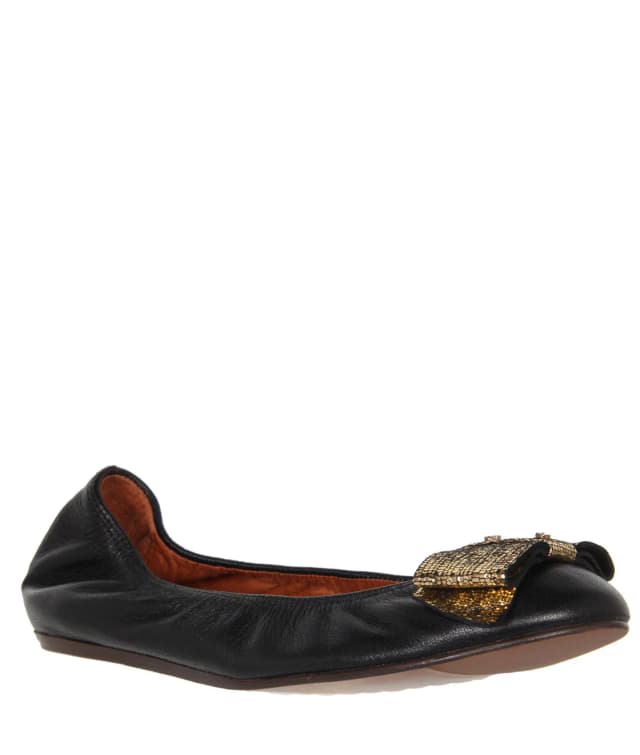Lanvin Ballerina with Screw Bow, Gold/Black, image 1 of 1 from Cultstatus