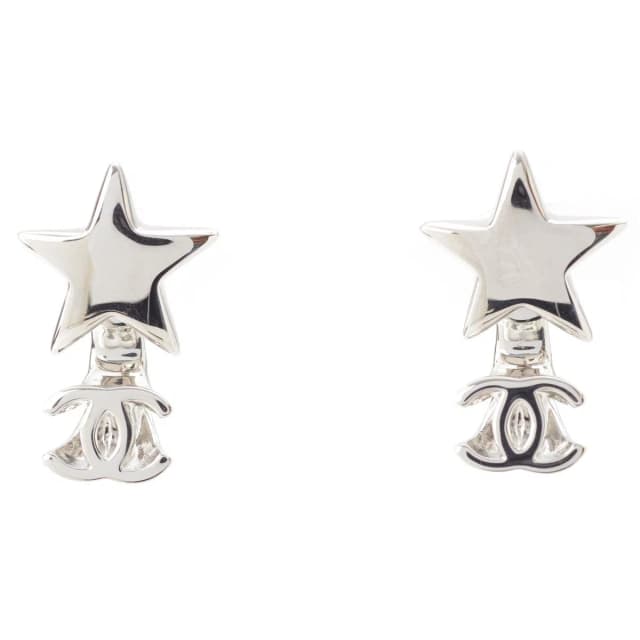 Chanel CC Logo Star Earrings in Silver from The Reluxe, photo 1 of 1