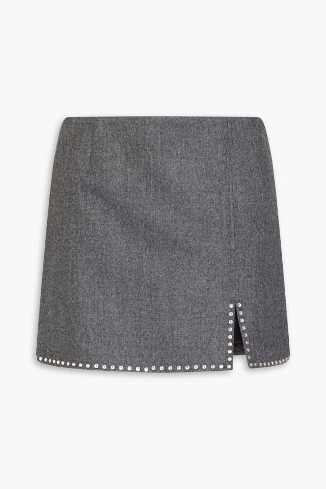 Sandro Crystal-Embellished Wool-Twill Mini Skirt in Grey, image 1 of 1 from THE OUTNET