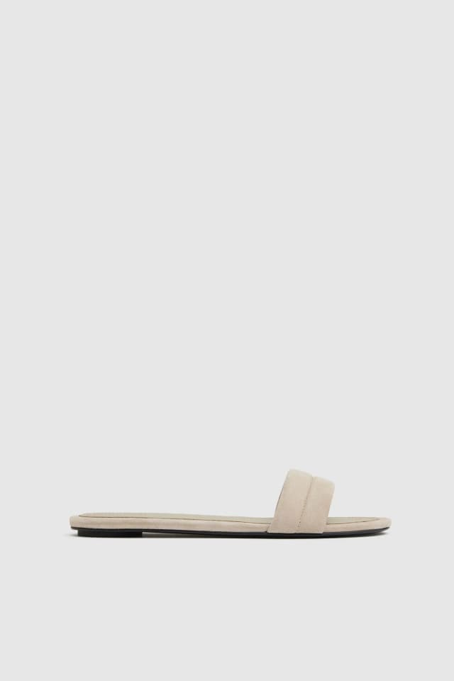 St Agni Suede Stitch Detail Slide - Rock, image 1 of 1 from St. Agni